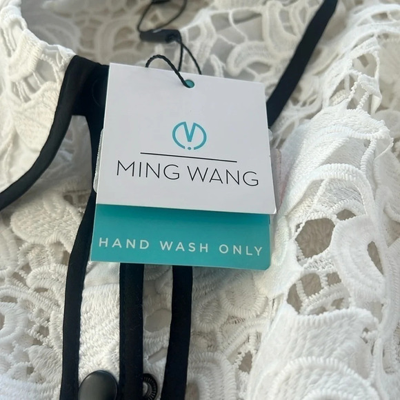 Ming Wang Sz S magnificent openwork white/black trim lace jacket Heritage lovely - Picture 14 of 15